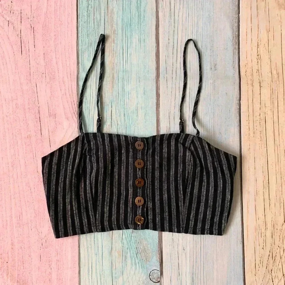 Forever 21 crop top mini skirt set blue and white stripes - Picture 5 of 9